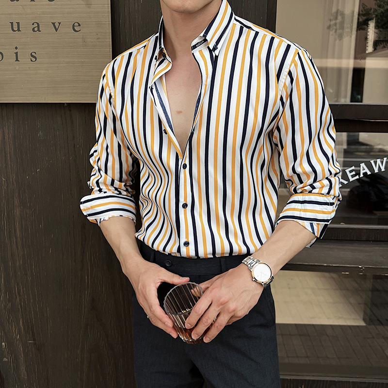Men's Long-sleeved Striped Shirt - Image 3