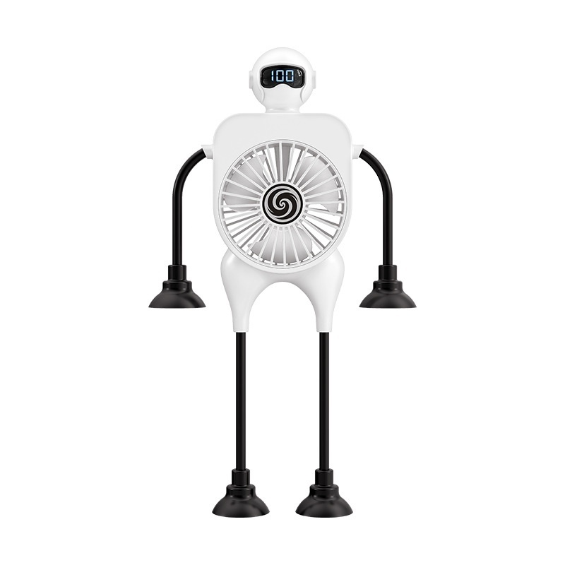 Robot Fan USB Rechargeable Desk Fan Mini Digital Display Table Fan With Suction Cup Portable Cooling Office Car Travel - Image 3